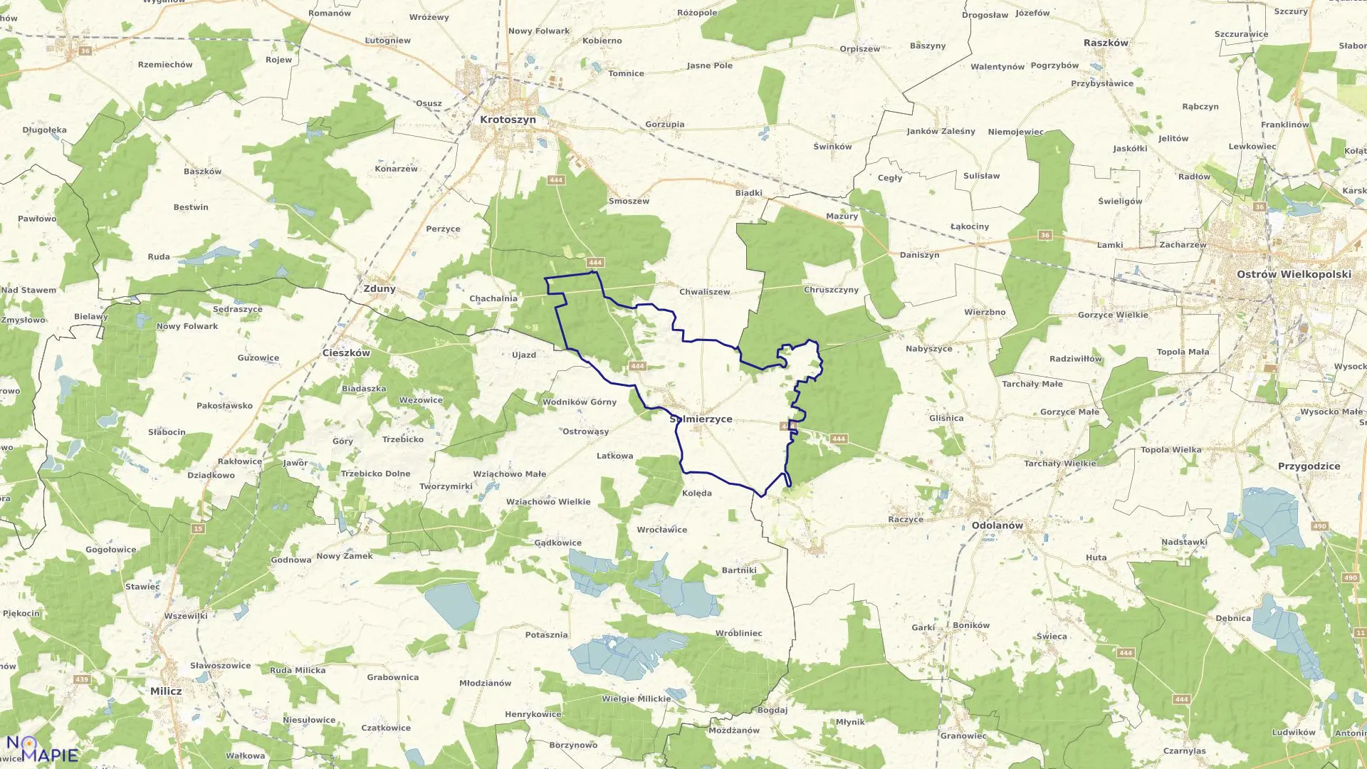 Mapa obrębu MIASTO SULMIERZYCE w mieście Sulmierzyce